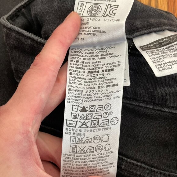 LEVI'S LEVIS Mid Rise Skinny Jeans Solid Black Stretch Skinny Jean 8 tag W29 L30 - Picture 10 of 14